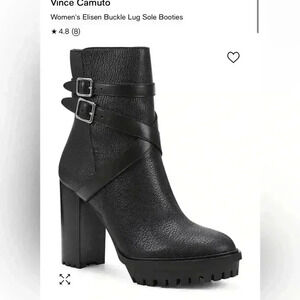 Vince Camuto women’s Eilsen Combat Boot Black Leather Size 11 90s style-like new